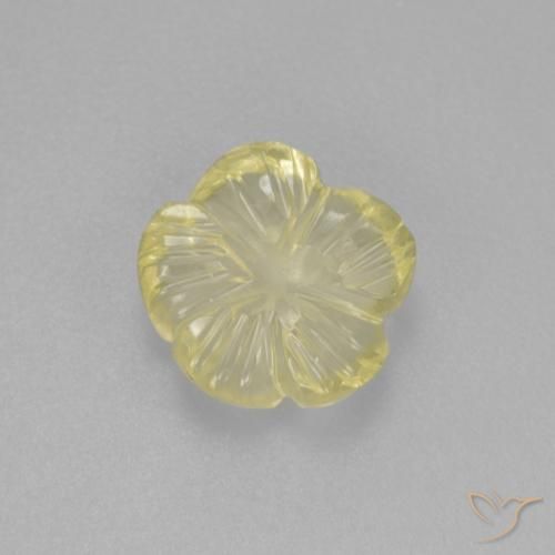 1.56ct Naturale Giallo chiaro verdastro Quarzo, Taglio a fiore, Trasparente