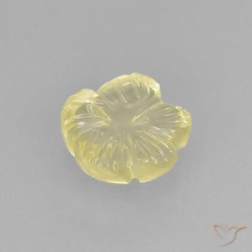 Quarzo Giallo chiaro verdastro naturale da 1.56 ct, Taglio a fiore, Trasparente