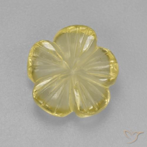 2.21ct Naturale Giallo chiaro verdastro Quarzo, Taglio a fiore, Trasparente