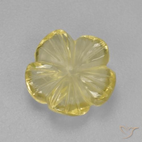Quarzo Giallo chiaro verdastro naturale da 2.21 ct, Taglio a fiore, Trasparente