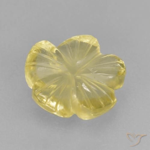 Quarzo Giallo chiaro verdastro naturale da 2.21 ct, Taglio a fiore, Trasparente