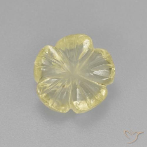 2.37ct Naturale Giallo chiaro verdastro Quarzo, Taglio a fiore, Trasparente