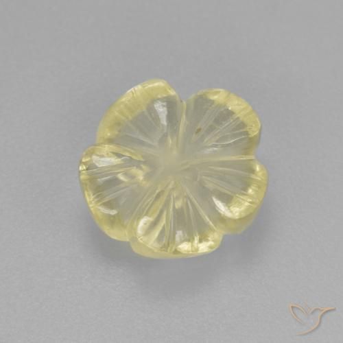 Quarzo Giallo chiaro verdastro naturale da 2.37 ct, Taglio a fiore, Trasparente
