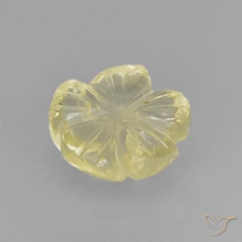 Quarzo Giallo chiaro verdastro naturale da 2.37 ct, Taglio a fiore, Trasparente