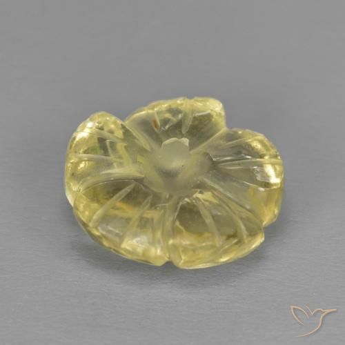 Quarzo Giallo pallido naturale da 2.39 ct, Taglio a fiore, Trasparente