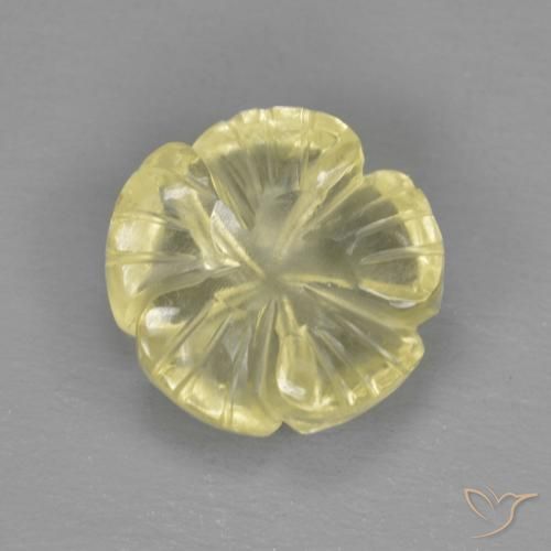 2.79ct Naturale Giallo medio-chiaro Quarzo, Taglio a fiore, Trasparente