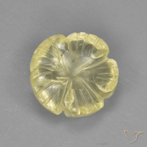 Quarzo Giallo medio-chiaro naturale da 2.79 ct, Taglio a fiore, Trasparente