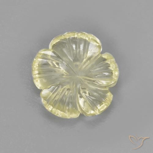 1.64ct Naturale Giallo pallido Quarzo, Taglio a fiore, Trasparente