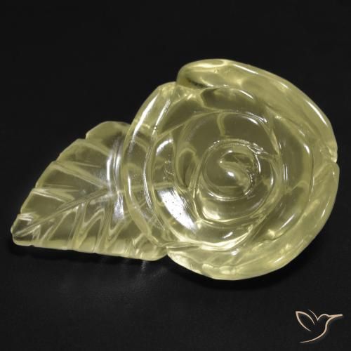 21.30ct Naturale Giallo pallido Quarzo, Taglio a fiore, Trasparente