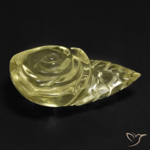 Quarzo Giallo pallido naturale da 15.16 ct, Taglio a fiore, Trasparente