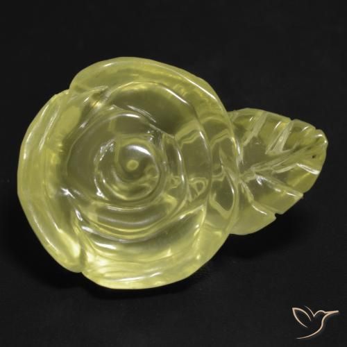 22.84ct Naturale Giallo pallido Quarzo, Taglio a fiore, Trasparente, Photo A