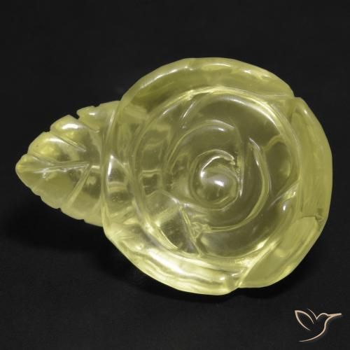 21.64ct Naturale Giallo pallido Quarzo, Taglio a fiore, Trasparente