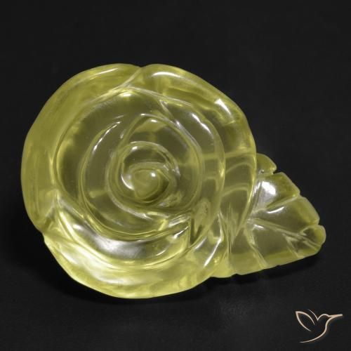 19.94ct Naturale Giallo pallido Quarzo, Taglio a fiore, Trasparente