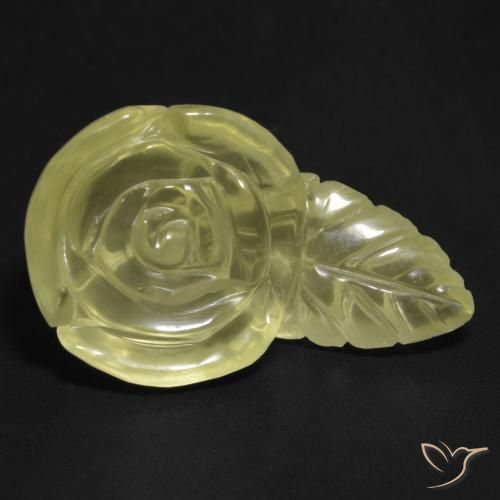 15.31ct Naturale Giallo pallido Quarzo, Taglio a fiore, Trasparente, Photo A