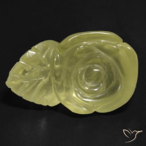 15.83ct Naturale Giallo pallido Quarzo, Taglio a fiore, Trasparente, Photo A