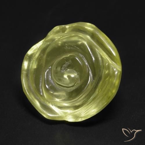 Quarzo Giallo chiaro naturale da 12.59 ct, Taglio a fiore, Trasparente
