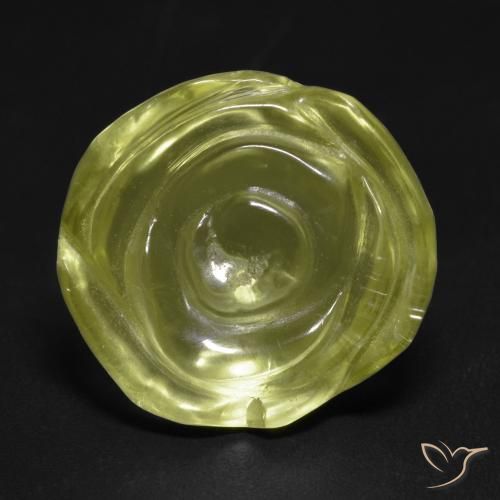 Quarzo Giallo chiaro naturale da 12.59 ct, Taglio a fiore, Trasparente