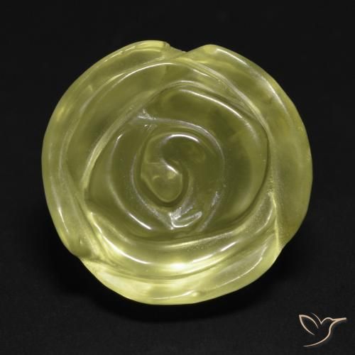 19.51ct Naturale Giallo chiaro verdastro Quarzo, Taglio a fiore, Trasparente