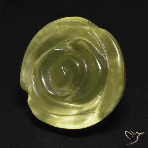Quarzo Giallo chiaro verdastro naturale da 19.51 ct, Taglio a fiore, Trasparente
