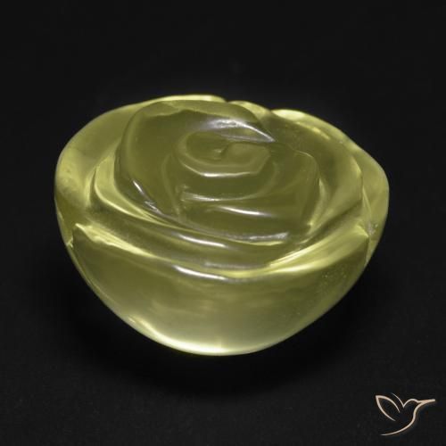 Quarzo Giallo chiaro verdastro naturale da 19.51 ct, Taglio a fiore, Trasparente