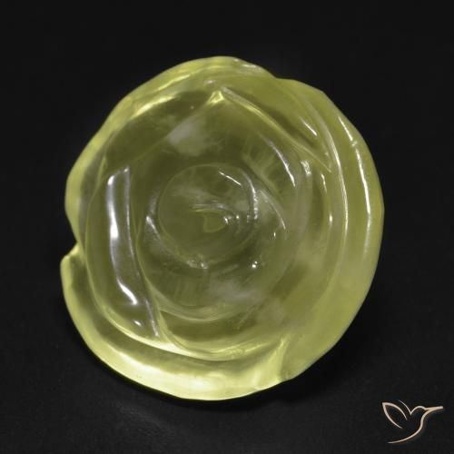 Quarzo Giallo chiaro verdastro naturale da 14.87 ct, Taglio a fiore, Trasparente
