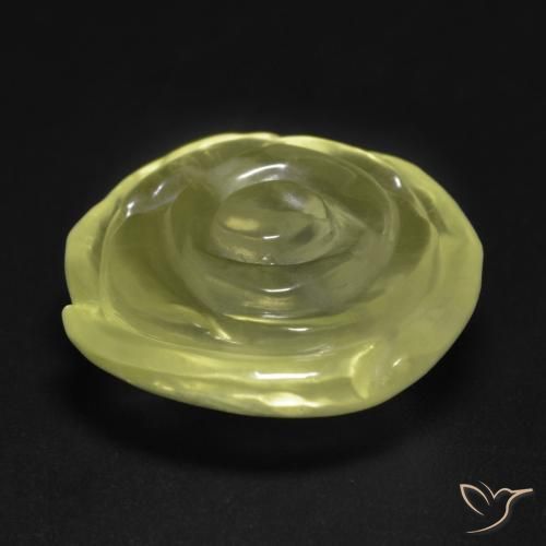 Quarzo Giallo chiaro verdastro naturale da 14.87 ct, Taglio a fiore, Trasparente