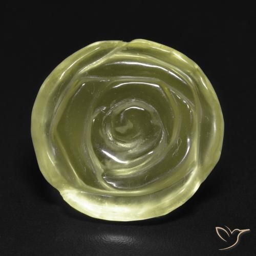 11.13ct Naturale Giallo chiaro Quarzo, Taglio a fiore, Trasparente, Photo A