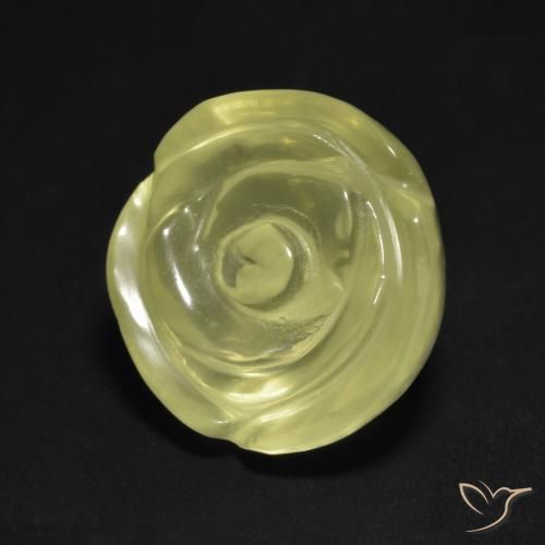 Quarzo Giallo chiaro verdastro naturale da 13.05 ct, Taglio a fiore, Trasparente