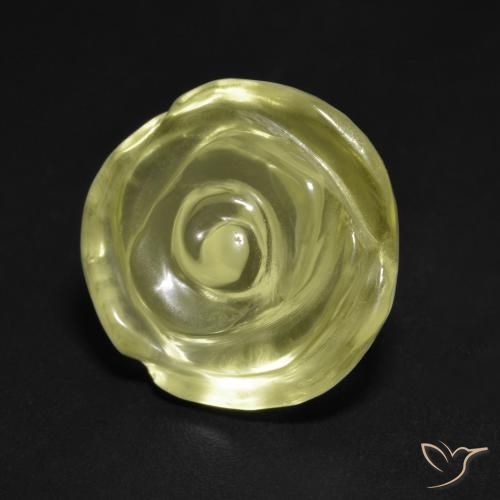 10.50ct Naturale Giallo chiaro verdastro Quarzo, Taglio a fiore, Trasparente