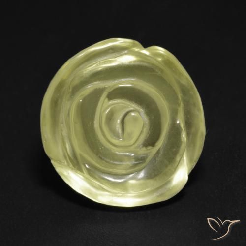 Quarzo Giallo chiaro verdastro naturale da 11.54 ct, Taglio a fiore, Trasparente