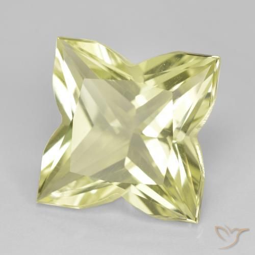 Quarzo Giallo chiaro verdastro naturale da 6.97 ct, Taglio a fantasia, VVS