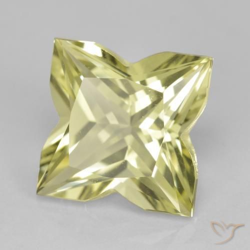 Quarzo Giallo chiaro verdastro naturale da 4.25 ct, Taglio a fantasia, VVS