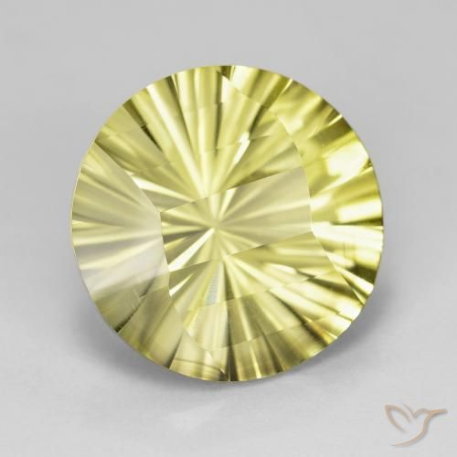 Quarzo Giallo verdastro naturale da 8.25 ct, Rotondo, VVS