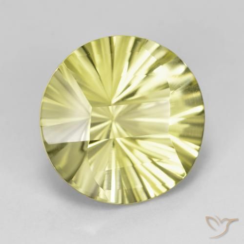 Quarzo Giallo verdastro naturale da 8.91 ct, Rotondo, VVS
