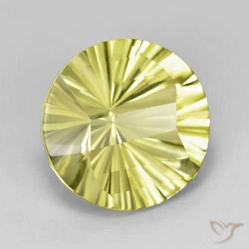 Quarzo Giallo verdastro naturale da 8.95 ct, Rotondo, VVS