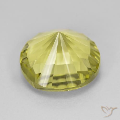 Quarzo Giallo verdastro naturale da 8.95 ct, Rotondo, VVS