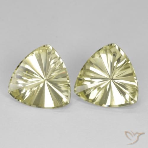 Gemme di Quarzo Giallo verdastro naturale da 7.59 ct, Taglio trillion, VVS-VS