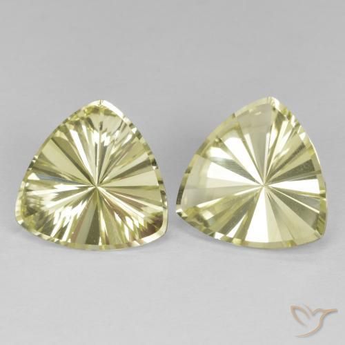Gemme di Quarzo Giallo chiaro naturale da 7.74 ct, Taglio trillion, VVS-VS