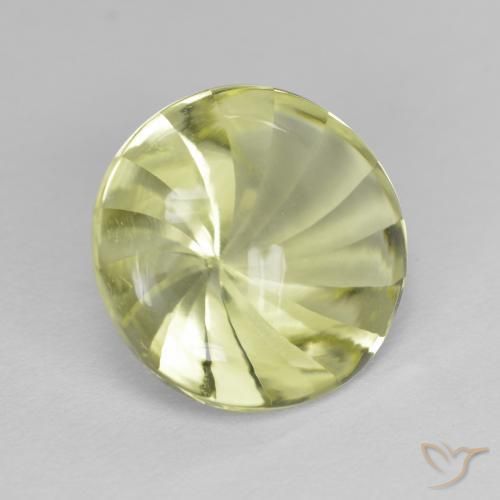 Quarzo Giallo verde naturale da 5.29 ct, Rotondo, Trasparente