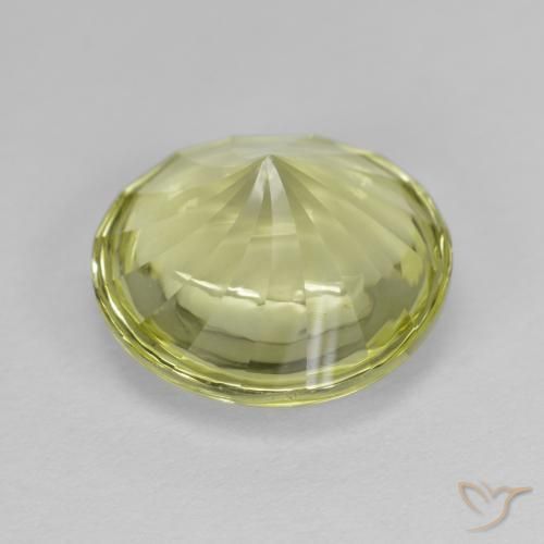Quarzo Giallo verde naturale da 5.29 ct, Rotondo, Trasparente