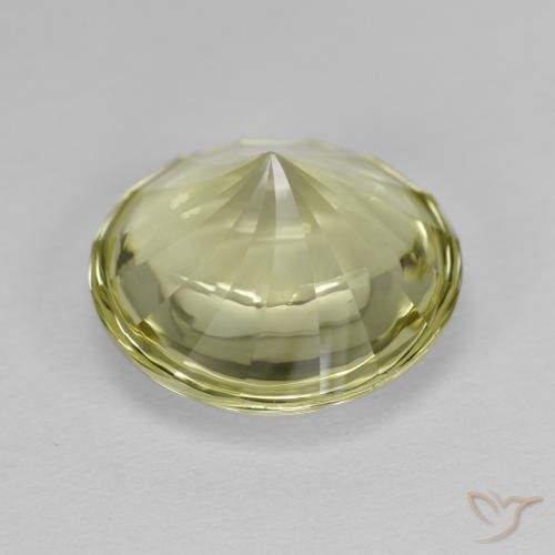 Quarzo Giallo chiaro verdastro naturale da 5.17 ct, Rotondo, Trasparente