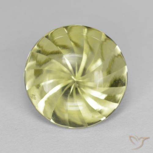 Quarzo Giallo verdastro naturale da 5.17 ct, Rotondo, Trasparente