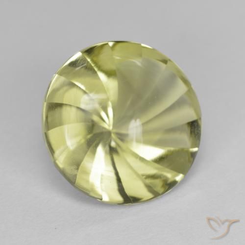 Quarzo Giallo verdastro naturale da 5.17 ct, Rotondo, Trasparente