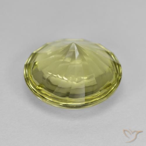 Quarzo Giallo verdastro naturale da 5.17 ct, Rotondo, Trasparente