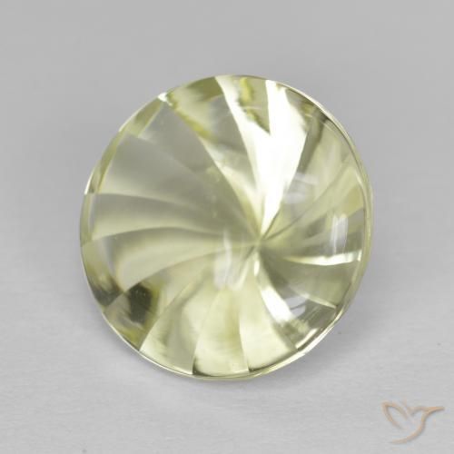 Quarzo Giallo verdastro naturale da 5.32 ct, Rotondo, Trasparente