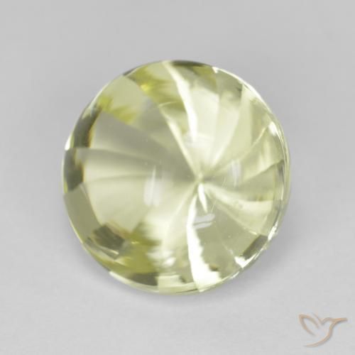 Quarzo Giallo verde naturale da 6.20 ct, Rotondo, Trasparente