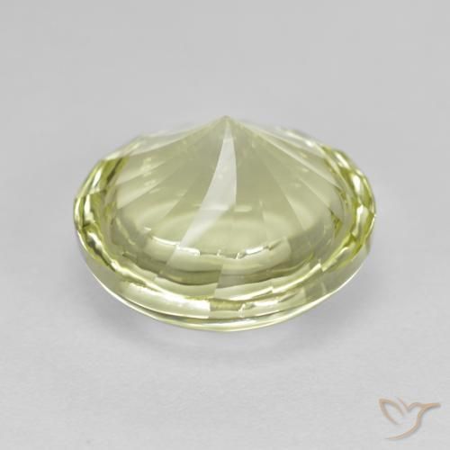 Quarzo Giallo verde naturale da 6.20 ct, Rotondo, Trasparente
