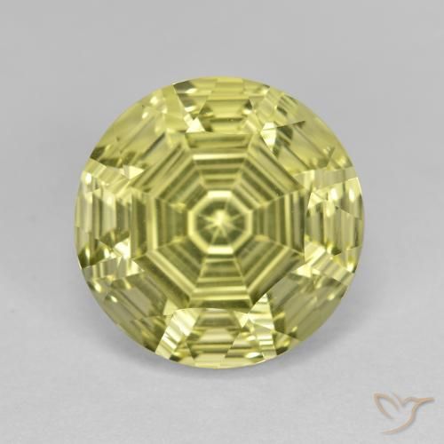 6.41ct Naturale Giallo verdastro Quarzo, Rotondo, VVS