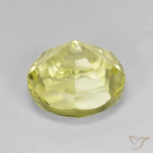 Quarzo Giallo verdastro naturale da 6.41 ct, Rotondo, VVS
