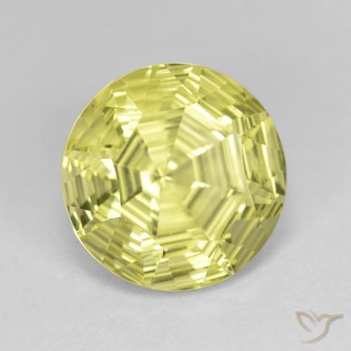 Quarzo Limone giallo naturale da 5.89 ct, Rotondo, VVS-VS